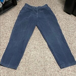 Vintage 90s corduroy wide leg pleated high rise Navy Blue Pants